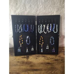 Handmade Sterling Silver Beaded Jewelry Lot Bracelets Earrings w Display Box